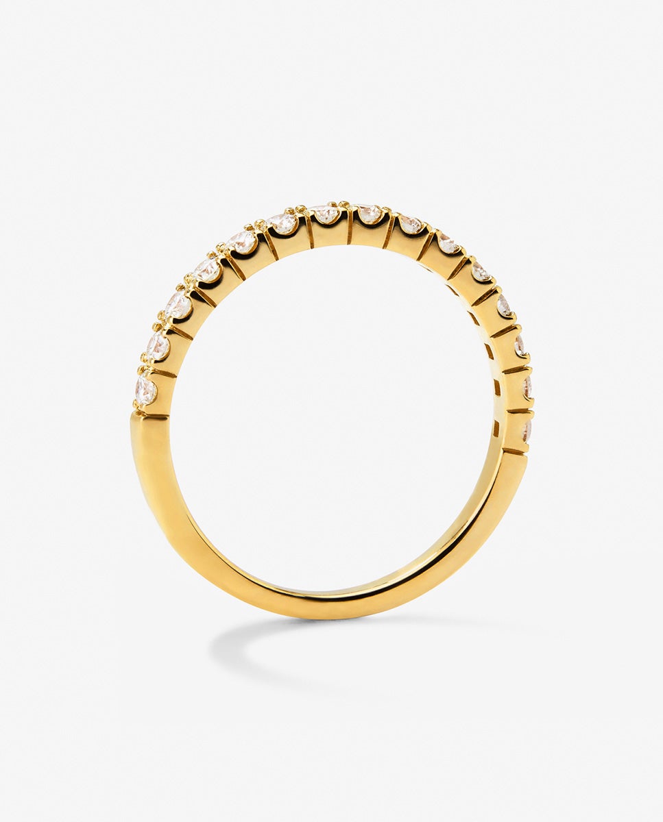 Anillo media alianza de oro amarillo de 18k - SUAREZ - Blanco Blanco-3