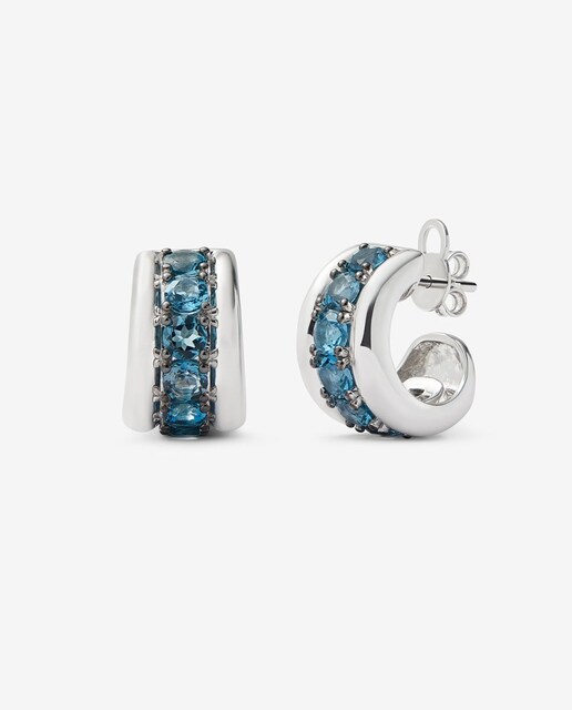 Imagen 0 de Pendientes de plata 925 con pavé de topacios azul london en talla brillante