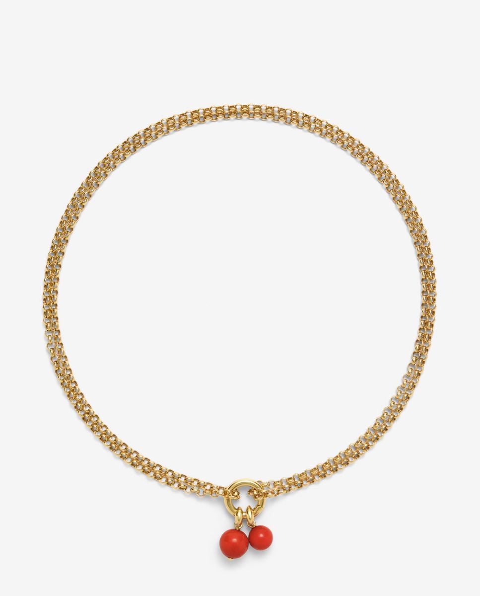 Imagen 1 de Collar de oro amarillo de 18k con corales de 8 y 10mm - SUAREZ - Rojo Rojo