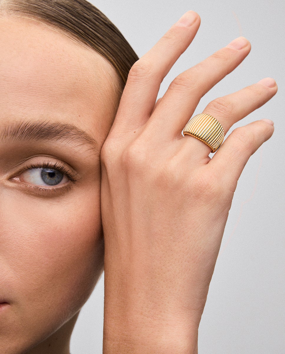 Anillo gallonado de oro amarillo de 18k - SUAREZ - Amarillo Amarillo-2