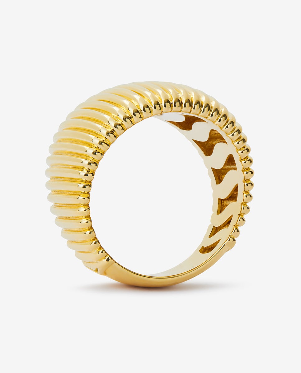 Anillo gallonado de oro amarillo de 18k - SUAREZ - Amarillo Amarillo-5