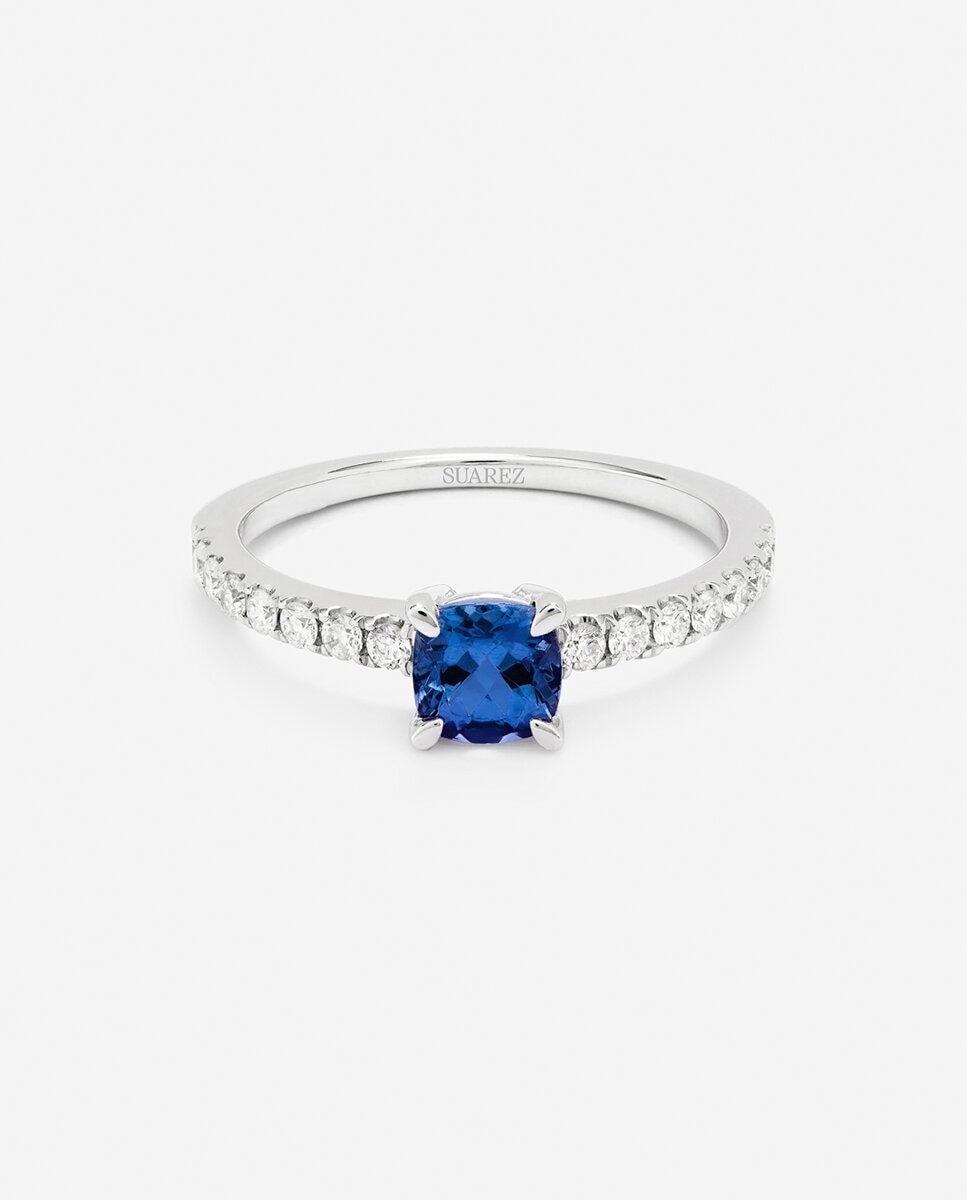 Anillo con piedras de oro blanco de 18K con tanzanita morada - SUAREZ - Morado Morado-2