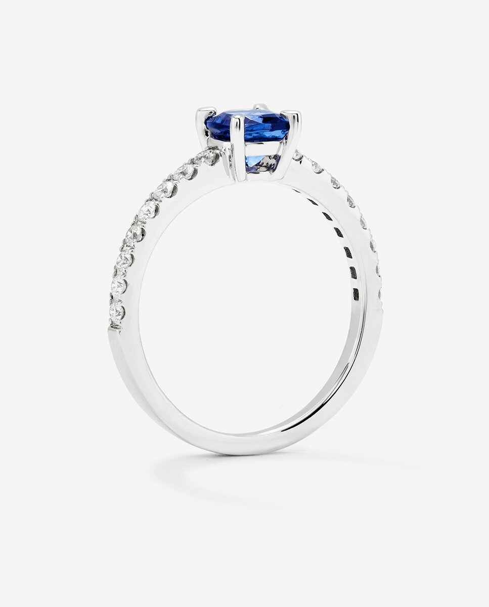 Anillo con piedras de oro blanco de 18K con tanzanita morada - SUAREZ - Morado Morado-3