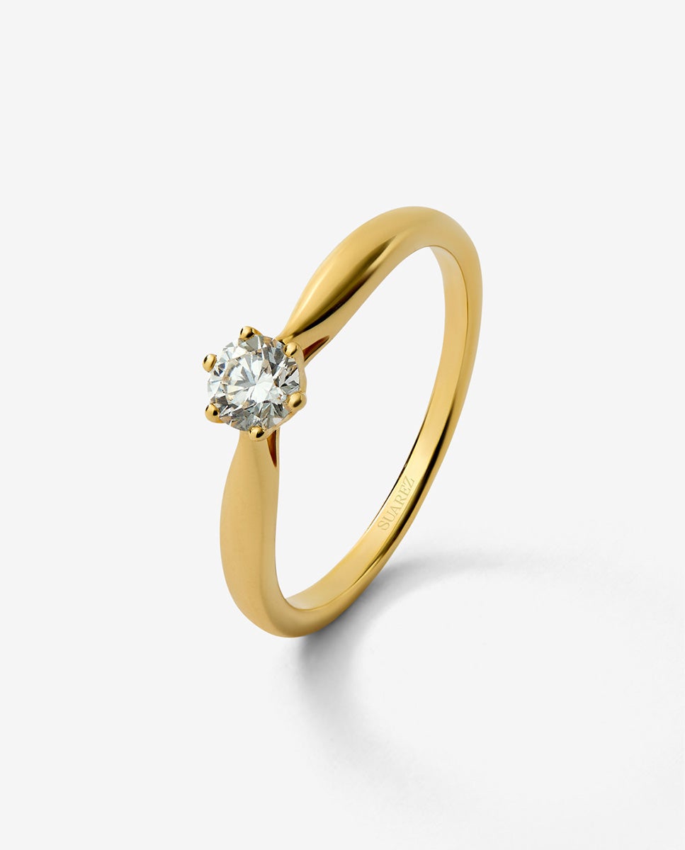 Imagen 0 de Anillo solitario de oro amarillo de 18k con diamante en talla brillante de 0,25 cts Dorado