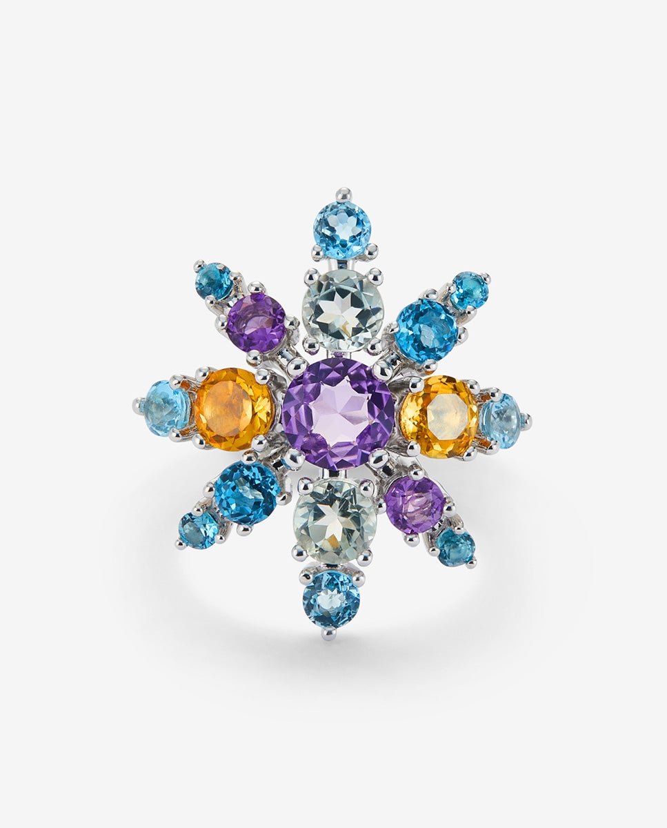 Anillo de plata 925 con amatistas, topacios y cuarzos citrinos - SUAREZ - Amarillo Amarillo-3
