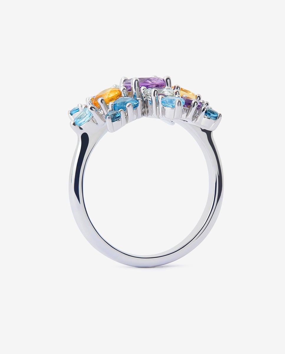 Anillo de plata 925 con amatistas, topacios y cuarzos citrinos - SUAREZ - Amarillo Amarillo-5