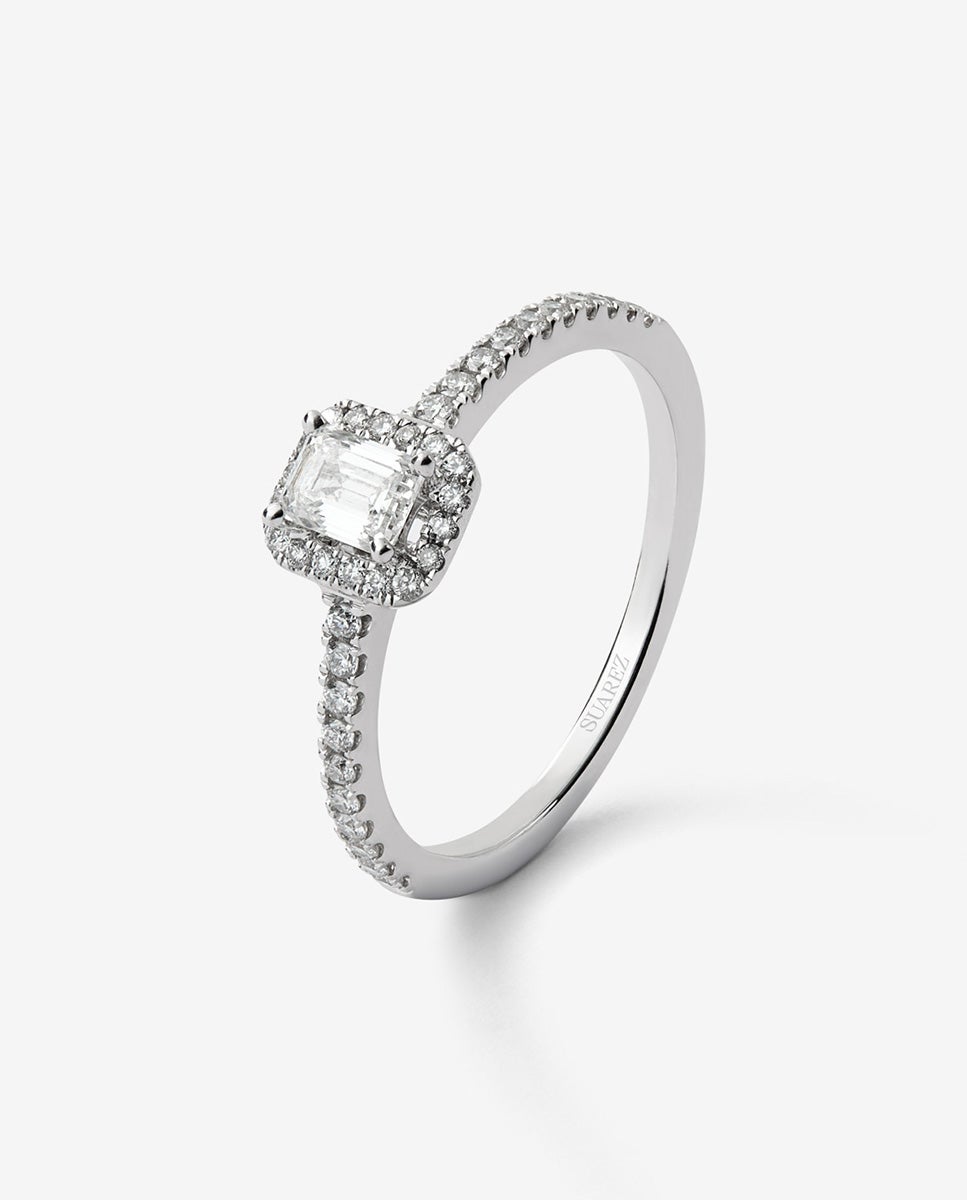Imagen 0 de Anillo de oro blanco de 18k con diamante Blanco
