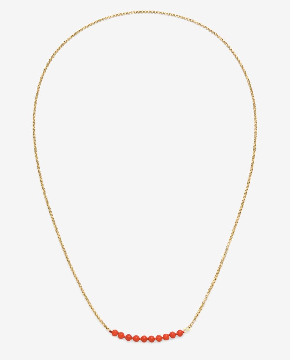 Collar de oro amarillo de 18k con esferas de coral de 6mm - SUAREZ - Rojo Rojo-1