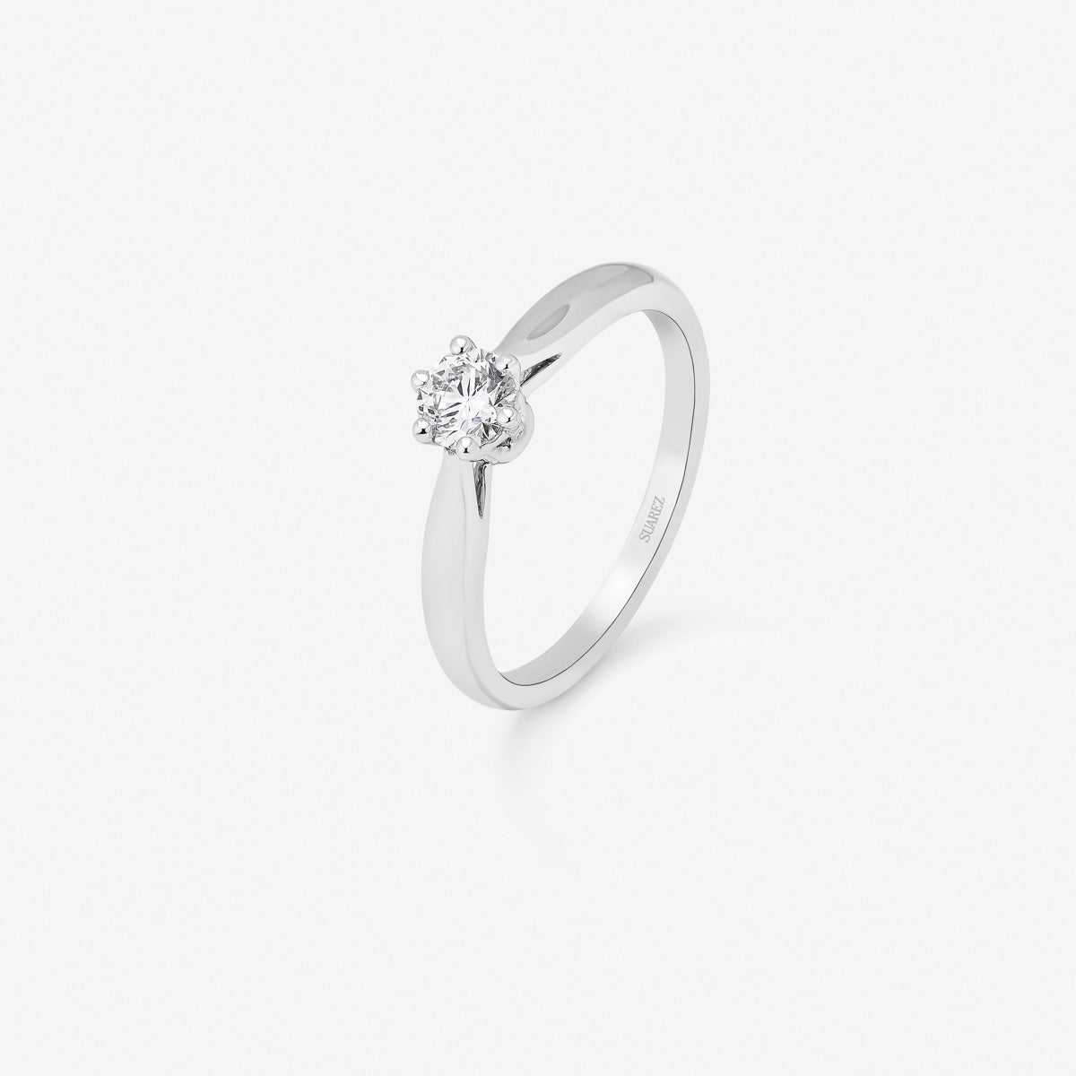 Anillo solitario de oro blanco de 18k con diamante en talla brillante de 0,30 cts - SUAREZ - Plateado Plateado-1