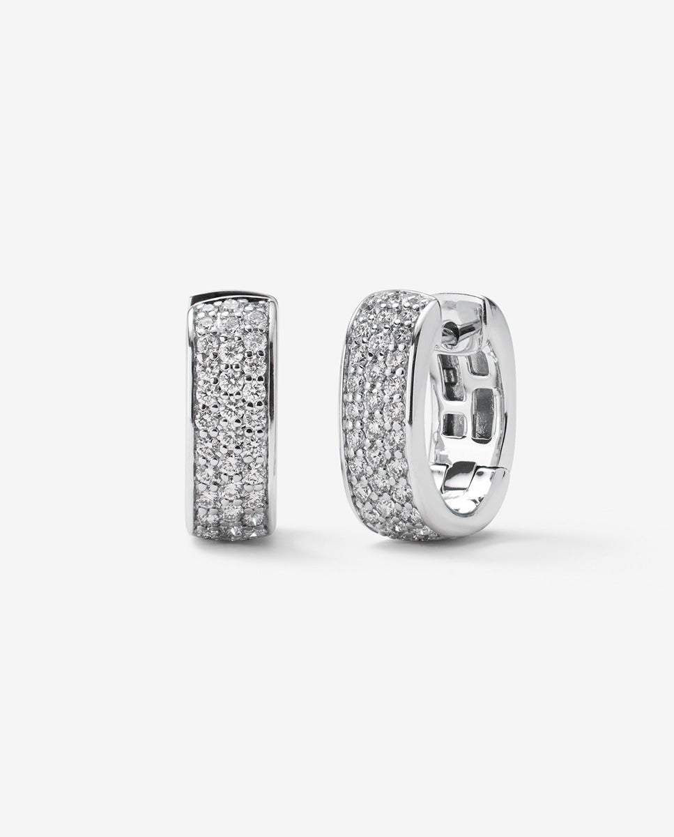 Pendientes de oro blanco de 18k con pavé de diamantes en talla brillante - SUAREZ - Blanco Blanco-1