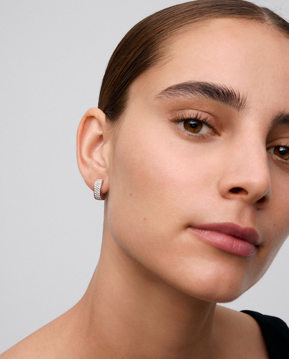 Pendientes de oro blanco de 18k con pavé de diamantes en talla brillante - SUAREZ - Blanco Blanco-2