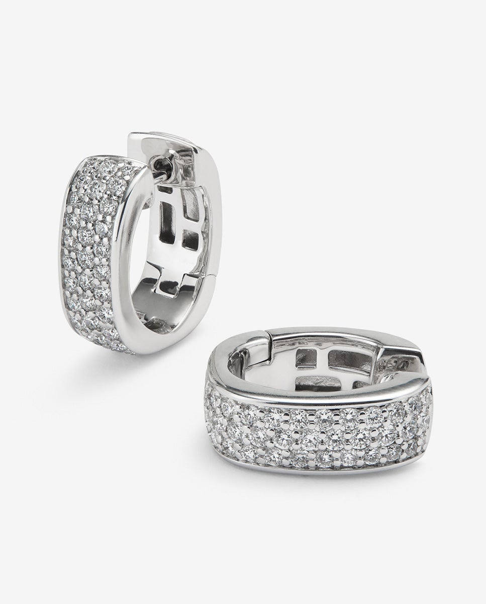 Pendientes de oro blanco de 18k con pavé de diamantes en talla brillante - SUAREZ - Blanco Blanco-3