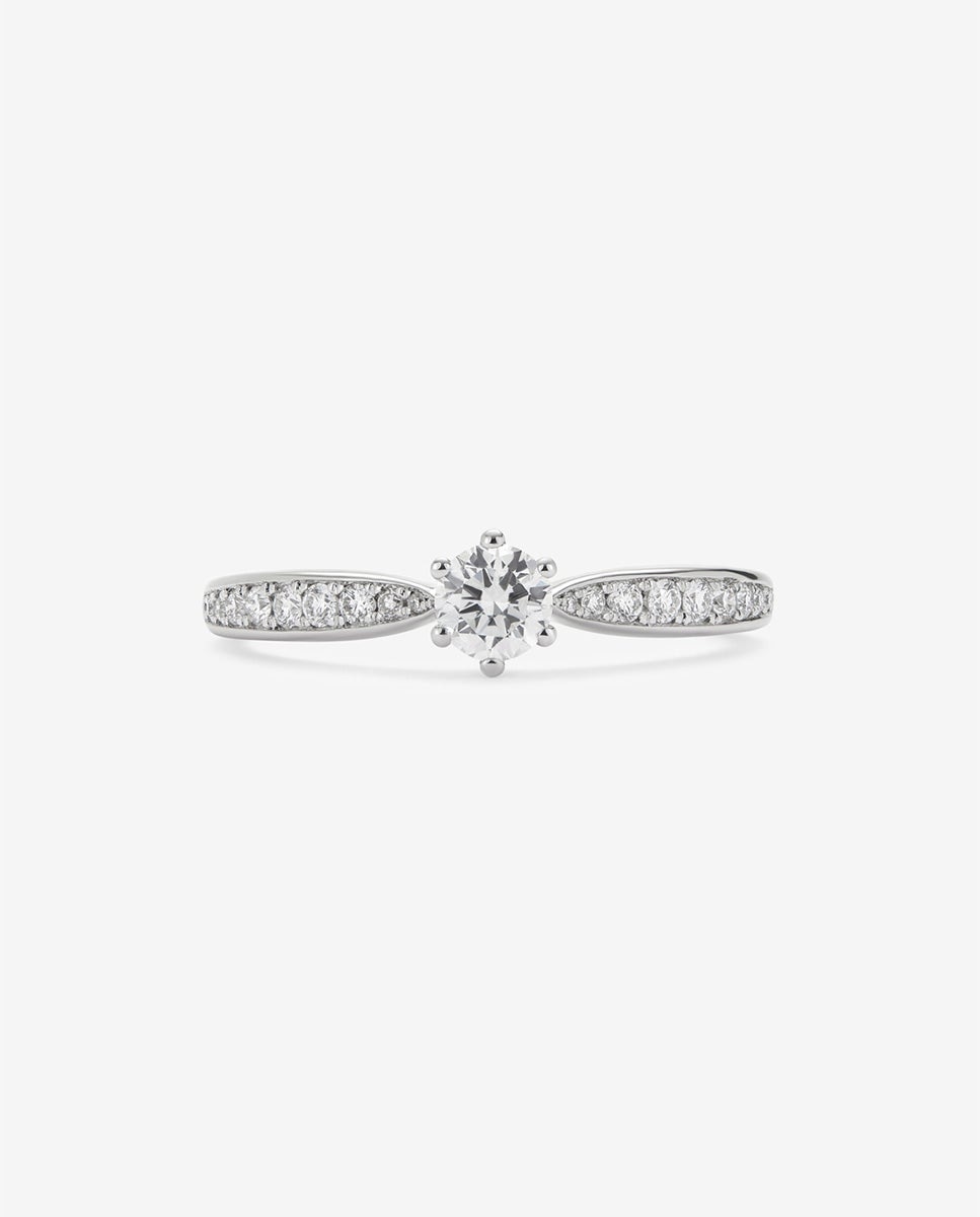 Anillo solitario de oro de 18K con diamante central en talla brillante de 0,25 cts y diamantes en talla brillante con un total de 0,13 cts - SUAREZ - Blanco Blanco-3