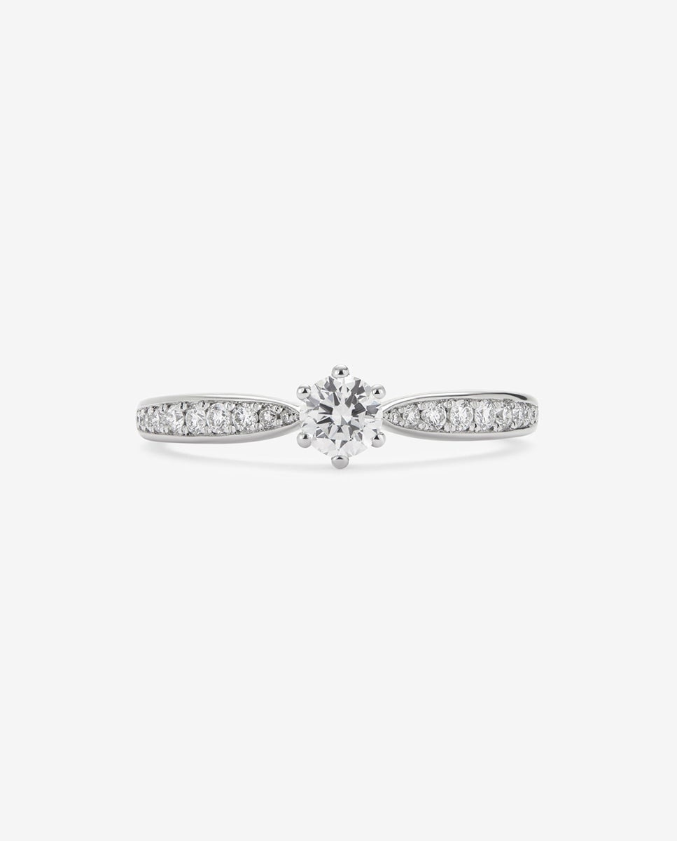 Anillo solitario 3006 de oro de 18k con diamante central en talla brillante de 0,25 cts y diamantes en talla brillante con un total de 0,13 cts - SUAREZ - Blanco Blanco-3