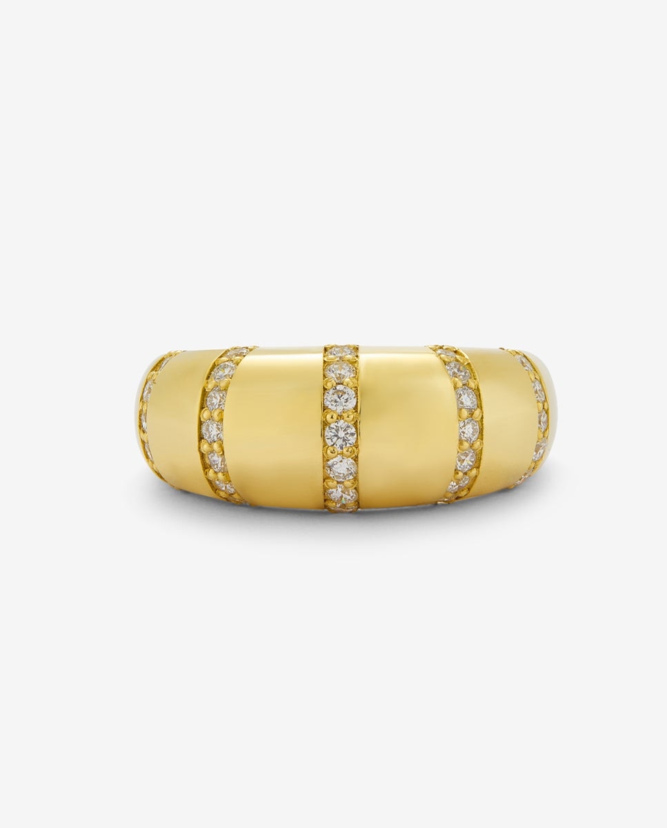Anillo de oro amarillo de 18k con pavé de diamantes en talla brillante - SUAREZ - Blanco Blanco-3