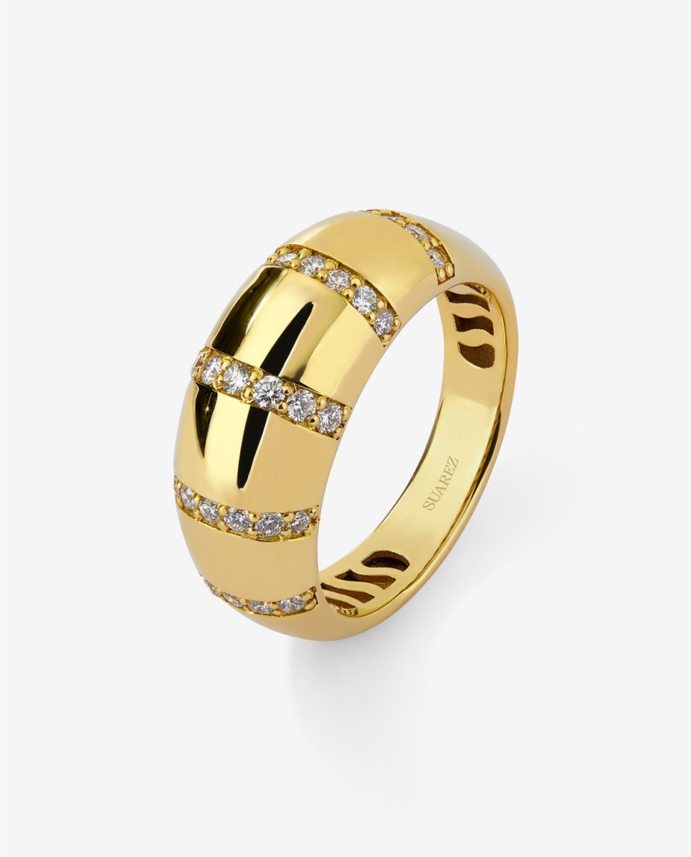 Anillo de oro amarillo de 18k con pavé de diamantes en talla brillante - SUAREZ - Oro Oro-1