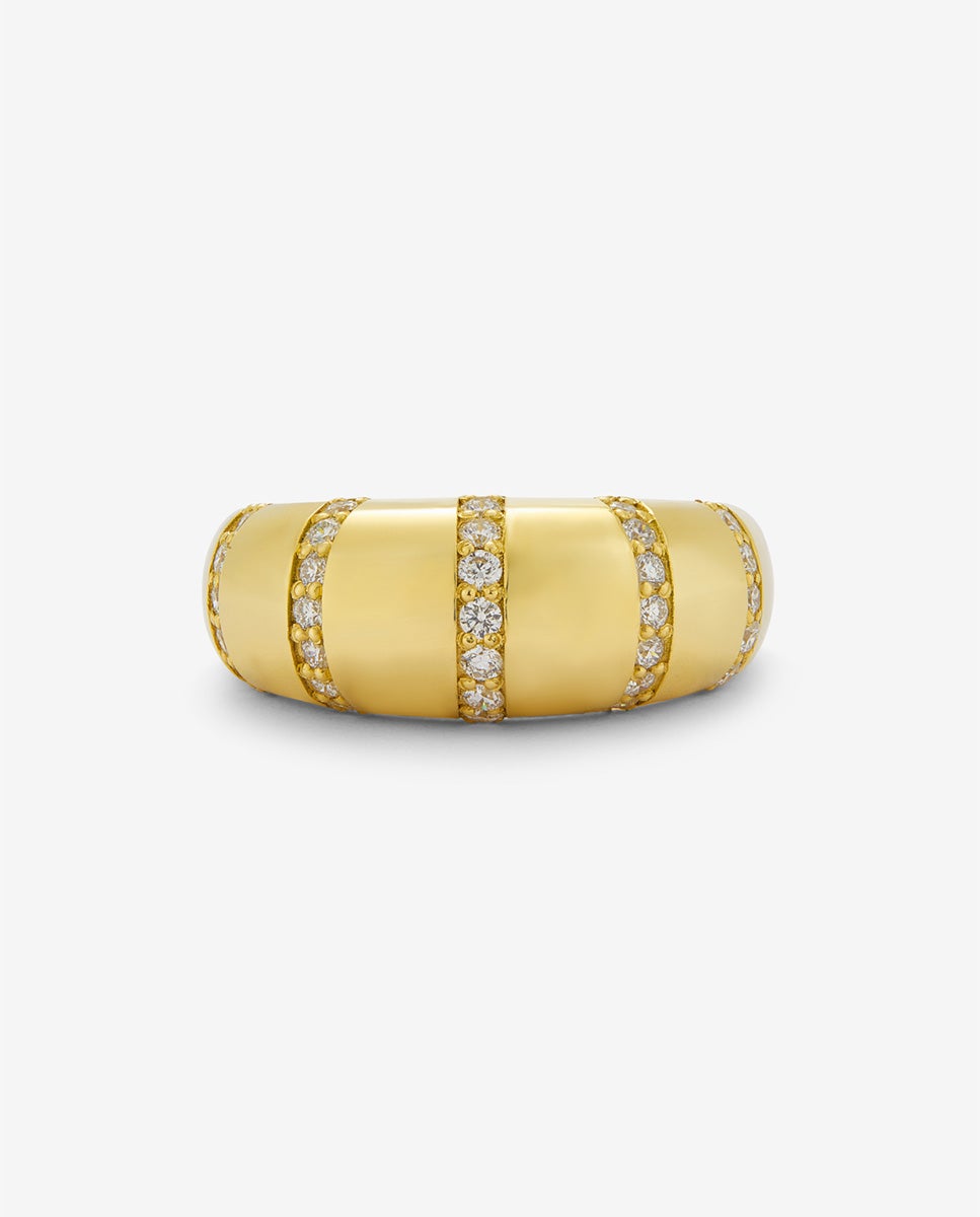 Anillo de oro amarillo de 18k con pavé de diamantes en talla brillante - SUAREZ - Oro Oro-3
