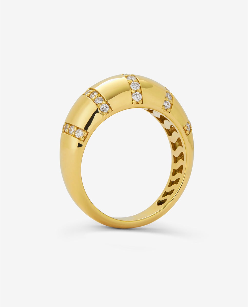 Anillo de oro amarillo de 18k con pavé de diamantes en talla brillante - SUAREZ - Oro Oro-5
