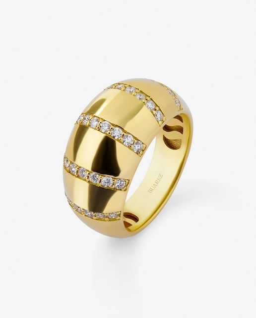 Imagen 0 de Anillo de oro amarillo de 18K con pavé de diamantes en talla brillante