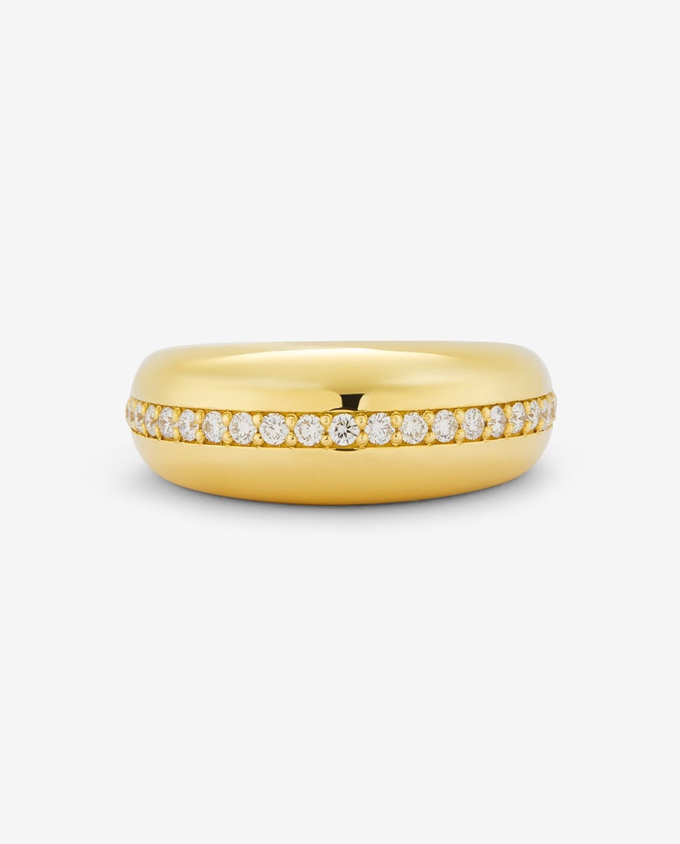 Anillo de oro amarillo de 18k con diamantes en talla brillante - SUAREZ - Blanco Blanco-3