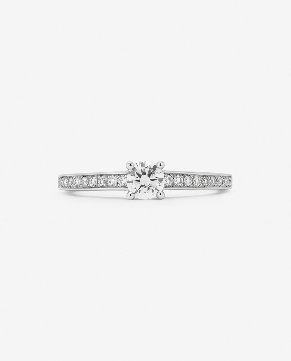 Anillo solitario de oro blanco de 18K con diamante central - SUAREZ - Blanco Blanco-3