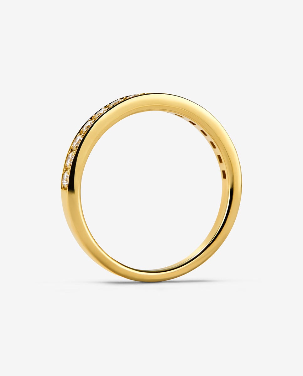 Anillo de oro amarillo de 18k con 15 diamantes en talla brillante con un total de 0,3 cts - SUAREZ - Blanco Blanco-3