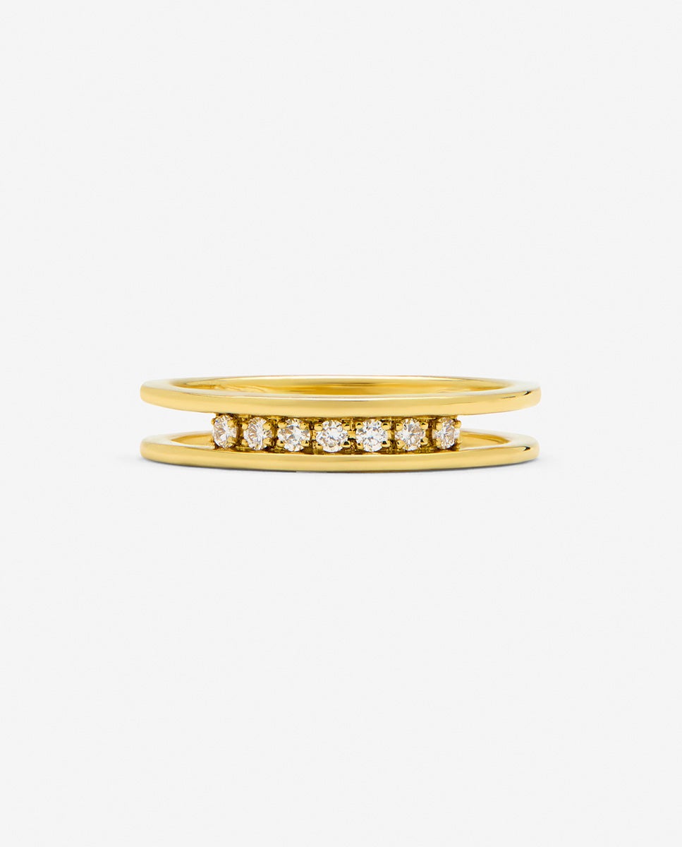 Imagen 2 de Anillo de oro amarillo de 18k con 7 diamantes en talla brillante - SUAREZ - Blanco Blanco