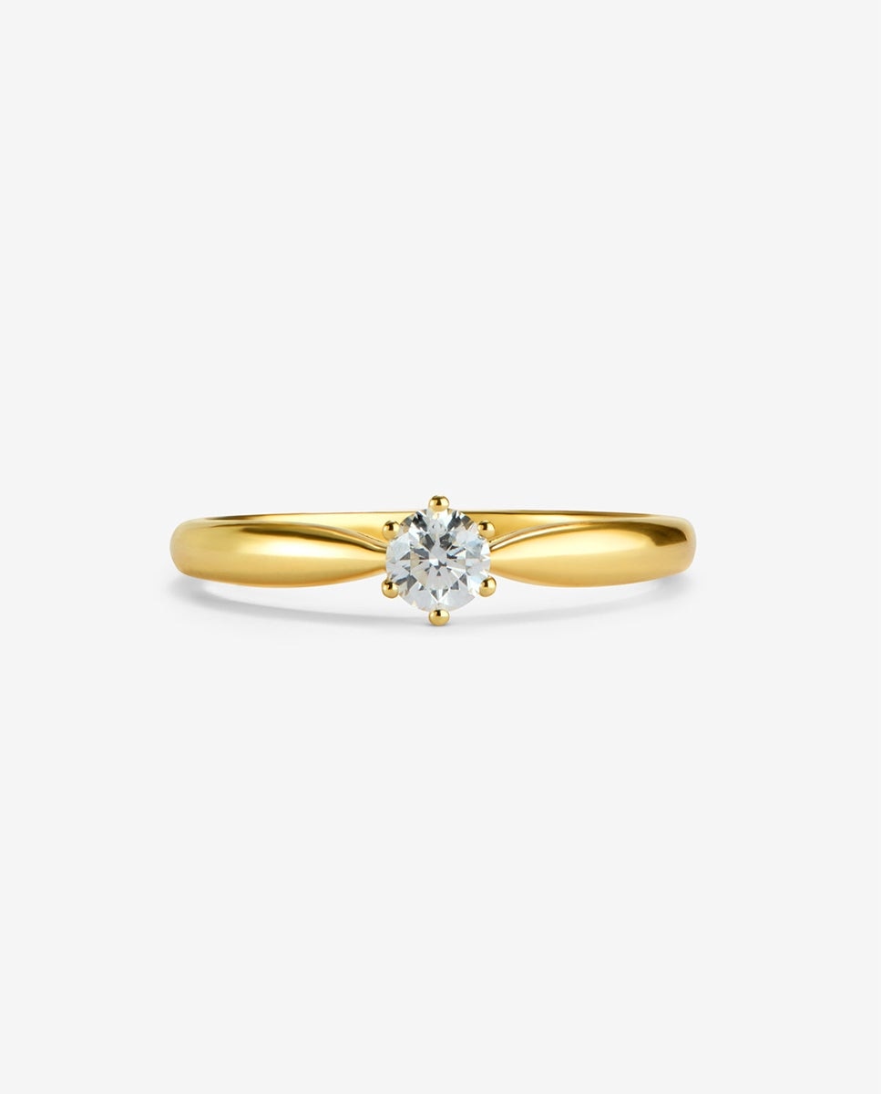 Anillo solitario de oro amarillo de 18k con diamante en talla brillante de 0,2 cts - SUAREZ - Dorado Dorado-3