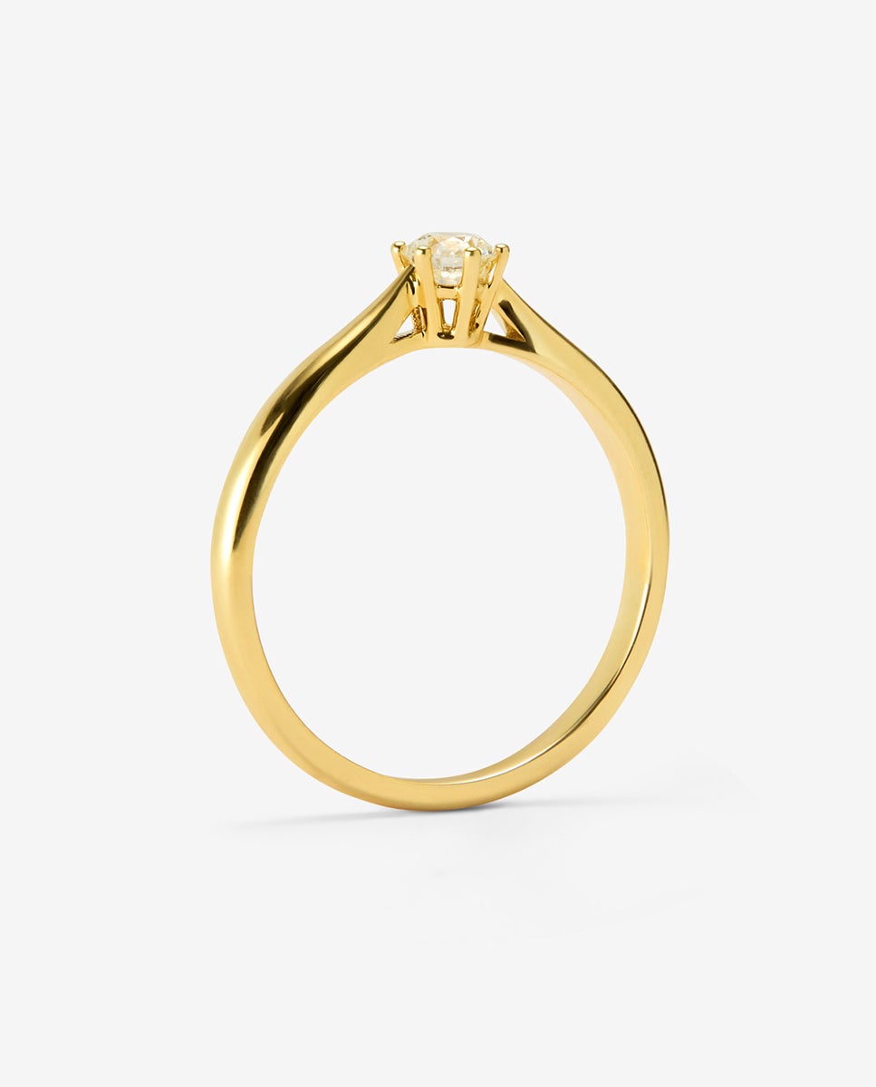Anillo solitario de oro amarillo de 18k con diamante en talla brillante de 0,2 cts - SUAREZ - Dorado Dorado-5