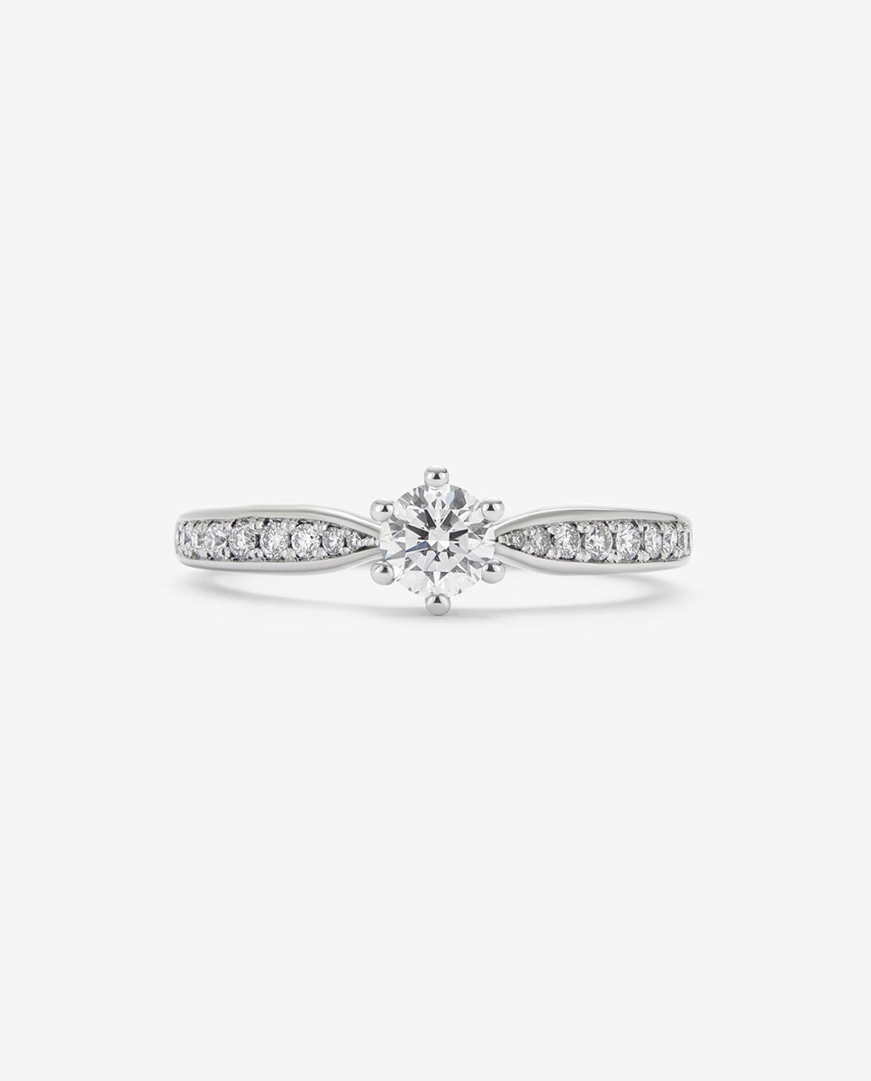 Anillo solitario de oro blanco de 18k con diamante central en talla brillante de 0,32 cts - SUAREZ - Plateado Plateado-3