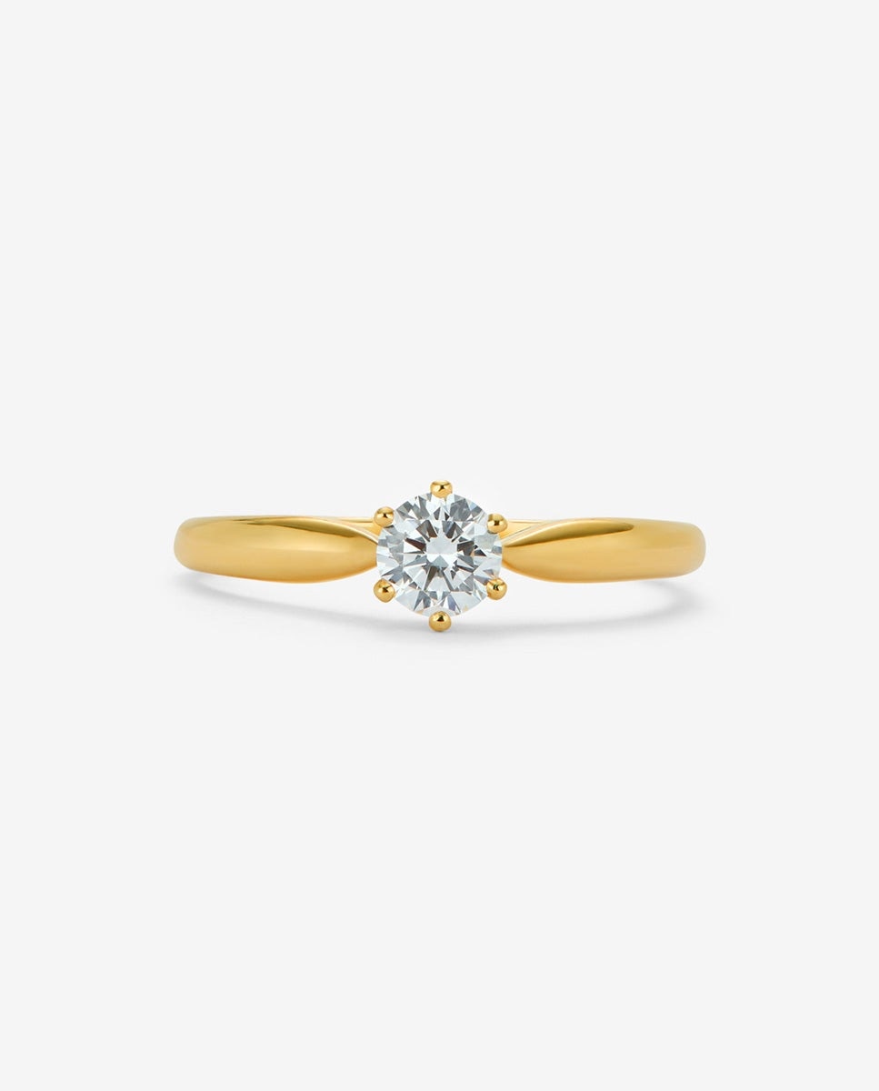 Anillo solitario de oro amarillo de 18k con diamante en talla brillante de 0,3 cts - SUAREZ - Dorado Dorado-2
