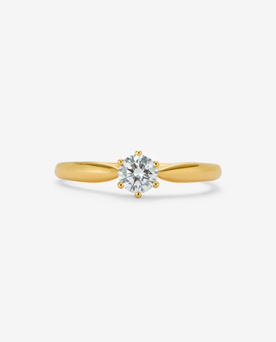 Anillo solitario de oro amarillo de 18k con diamante en talla brillante de 0,3 cts - SUAREZ - Dorado Dorado-2