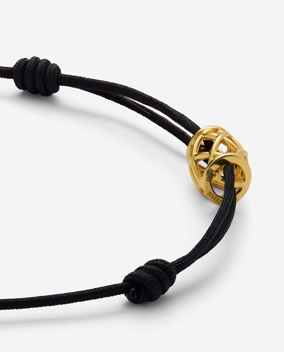 Pulsera de cordón con gran charm central 18k con diamante de 0,02 cts - SUAREZ - Oro Oro-2