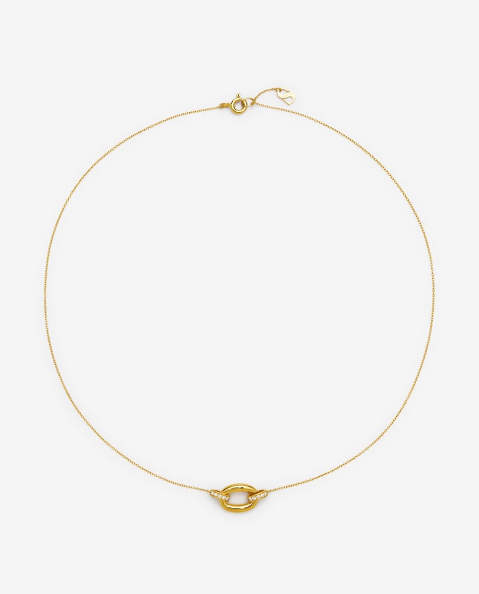 Collar mini eslabón de amarillo de 18k con pavé de diamantes - SUAREZ - Oro Oro-1