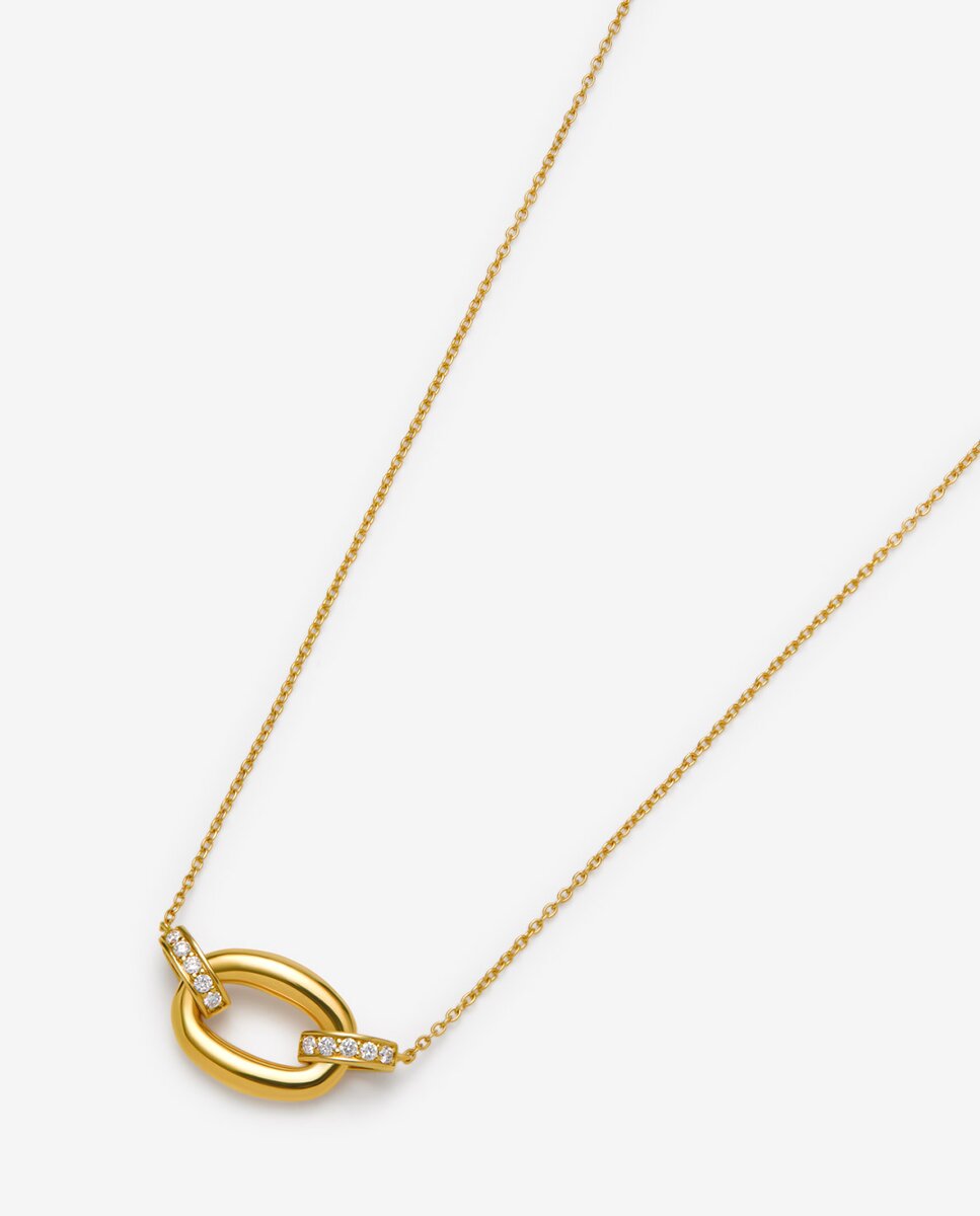 Collar mini eslabón de amarillo de 18k con pavé de diamantes - SUAREZ - Oro Oro-2