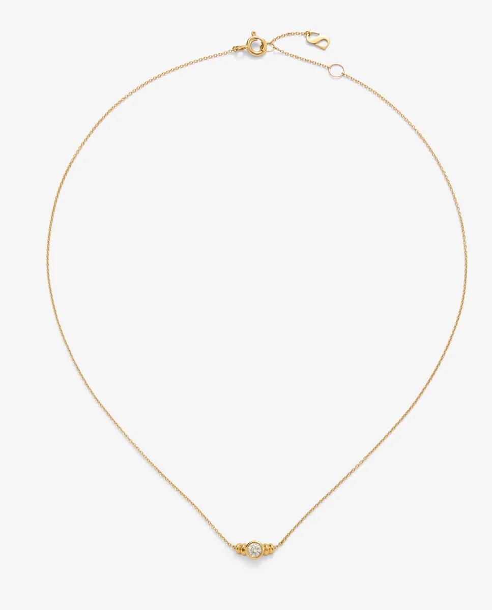 Colgante de oro amarillo de 18k con diamante en talla brillante de 0,07 cts - SUAREZ - Blanco Blanco-2