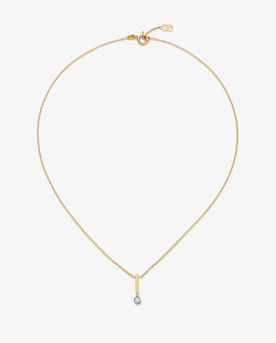 Colgante de oro amarillo de 18K con diamante en talla brillante de 0,06 cts - SUAREZ - Blanco Blanco-1