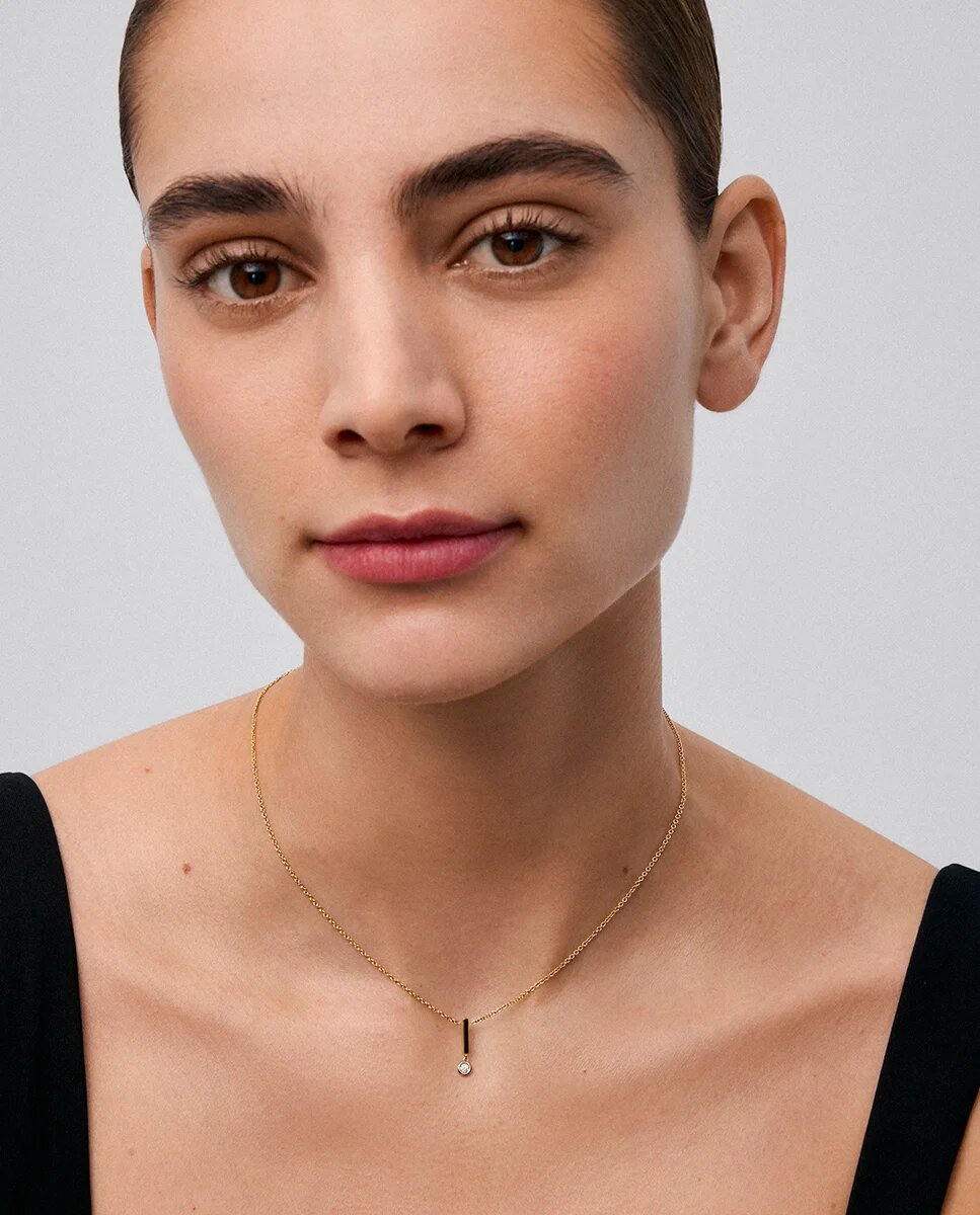 Colgante de oro amarillo de 18K con diamante en talla brillante de 0,06 cts - SUAREZ - Blanco Blanco-2