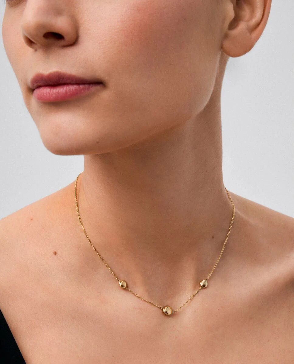 Imagen 4 de Collar de oro amarillo de 18k con motivos de esferas - SUAREZ - Blanco Blanco