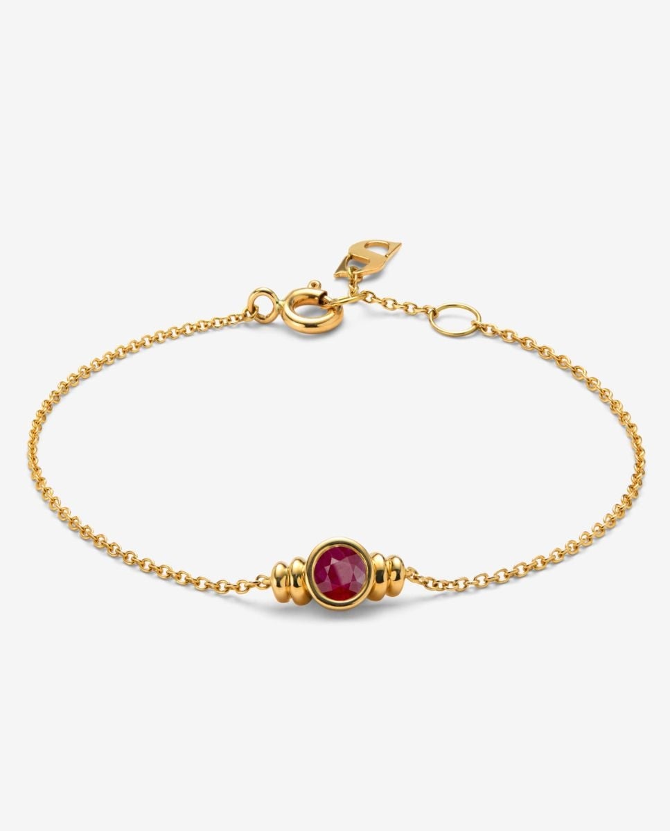 Imagen 0 de Pulsera de oro amarillo con rubi Blanco
