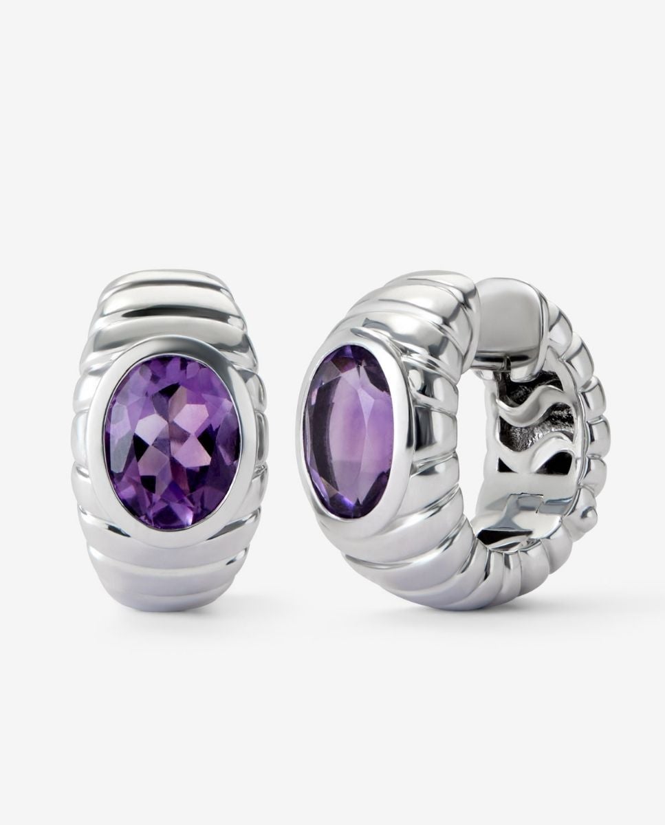 Imagen 1 de Pendientes de plata 925 con amatistas morada Malva