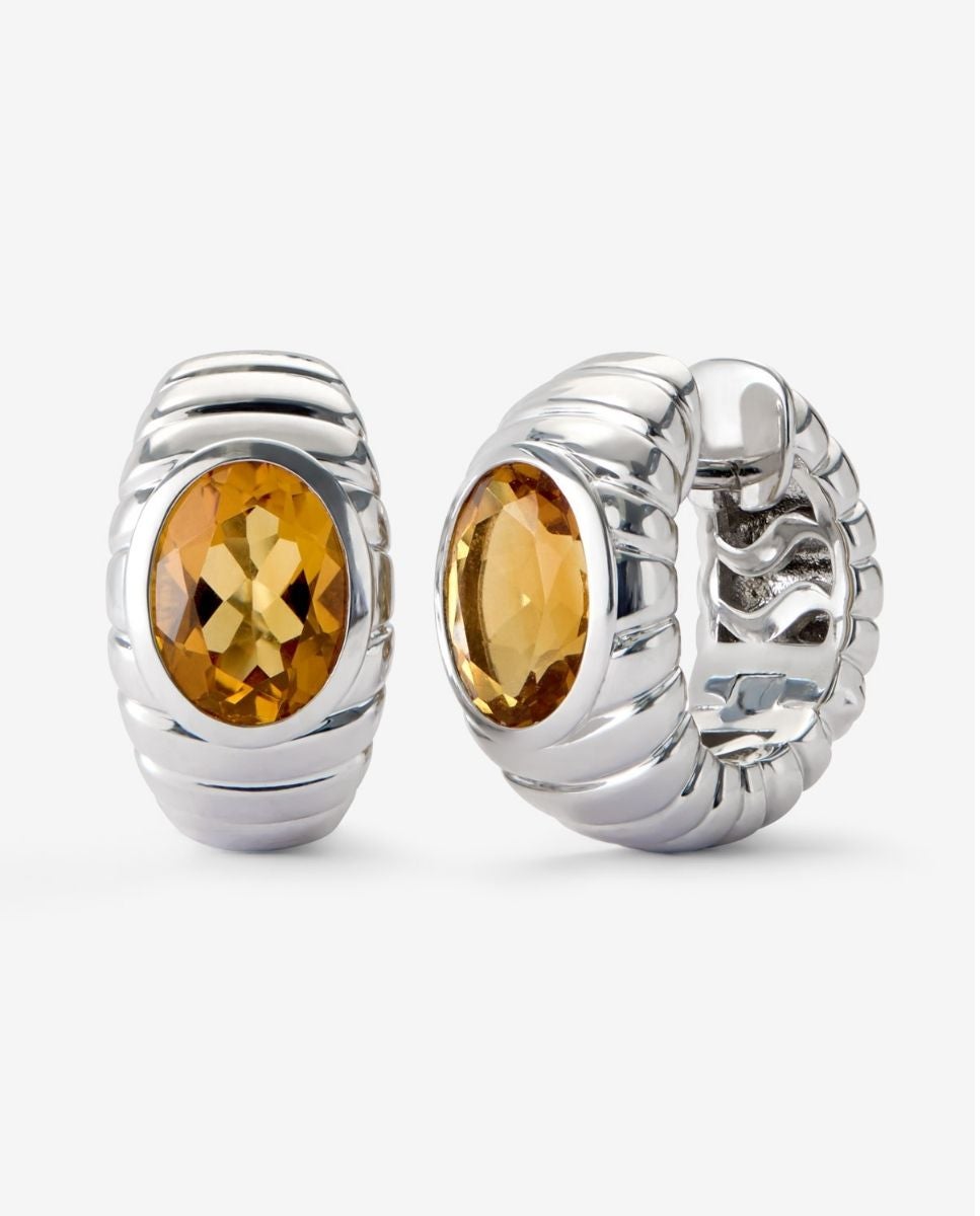 Imagen 1 de Pendientes de plata 925 con cuarzos citrinos Blanco