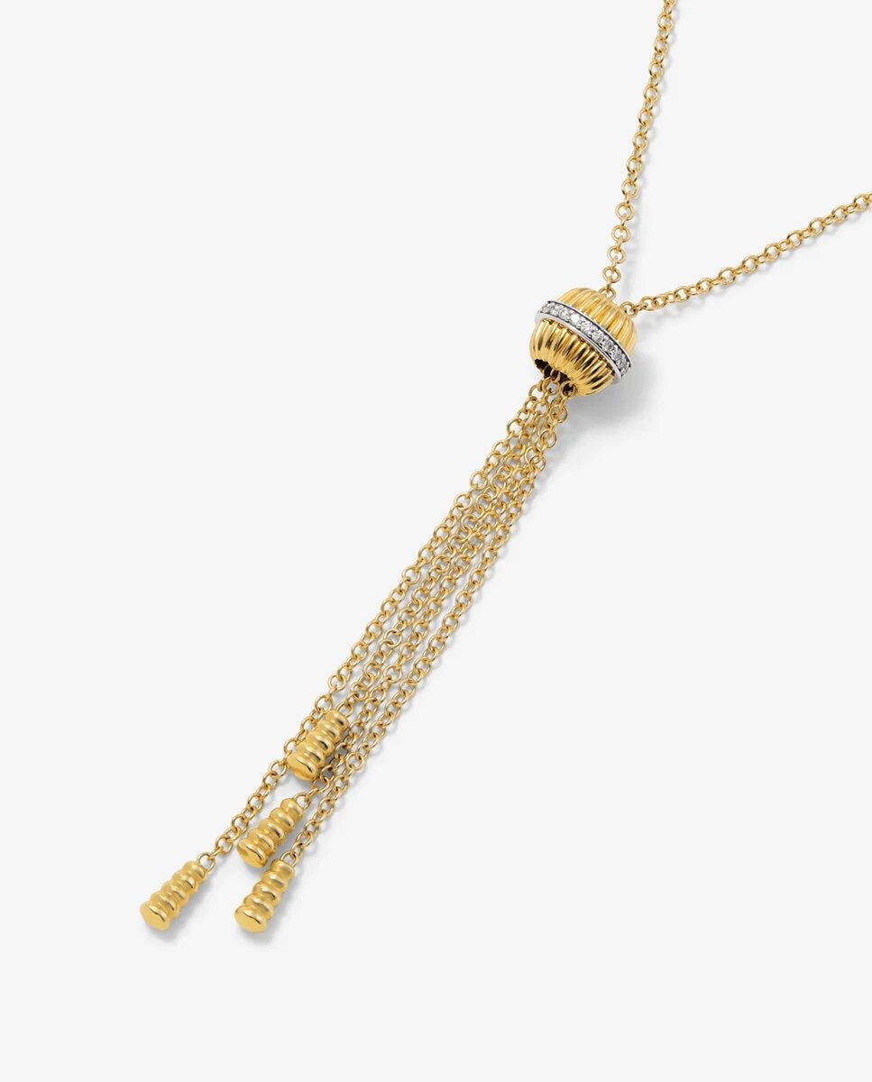 Imagen 1 de Colgante gallonado de oro blanco y amarillo de 18k con pavé de diamantes en talla brillante con un total de 0,11 cts - SUAREZ - Blanco Blanco