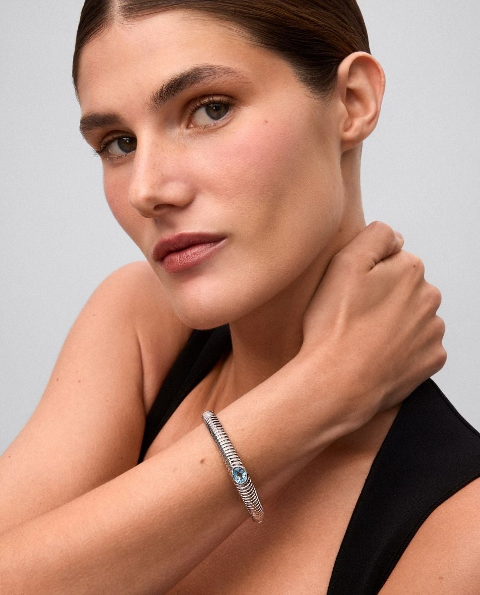 Imagen 2 de Pulsera de plata 925 con topacio azul swiss - SUAREZ - Azul Azul