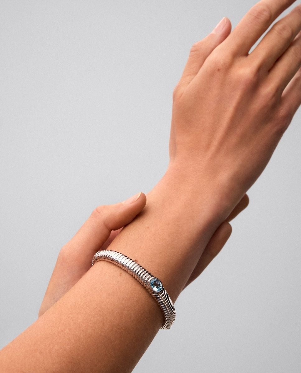 Imagen 4 de Pulsera de plata 925 con topacio azul swiss - SUAREZ - Azul Azul