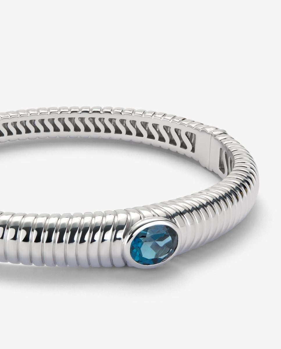 Pulsera de plata 925 con topacio azul london - SUAREZ - Azul Azul-3