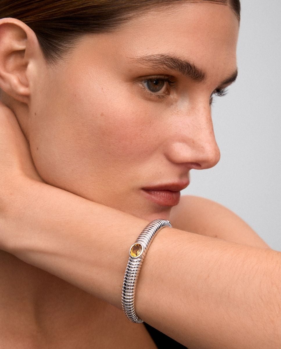 Imagen 2 de Pulsera de plata 925 con cuarzo citrino - SUAREZ - Amarillo Amarillo