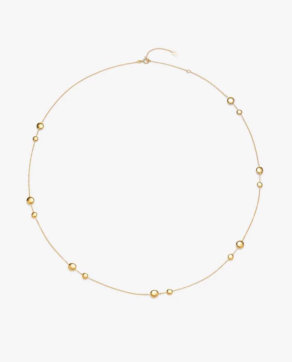 Collar de oro amarillo de 18k con 6 diamantes en talla brillante con un total de 0,21 cts y motivos de esferas - SUAREZ - Blanco Blanco-1