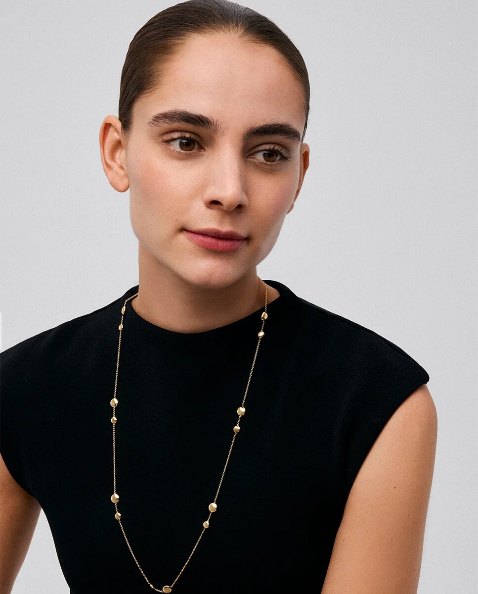 Collar de oro amarillo de 18k con 6 diamantes en talla brillante con un total de 0,21 cts y motivos de esferas - SUAREZ - Blanco Blanco-2