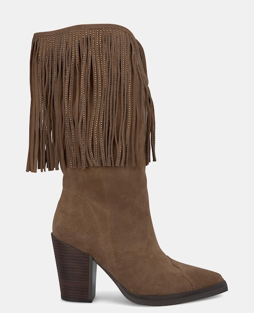 Imagen 0 de Botas de tacón de mujer de piel con flecos